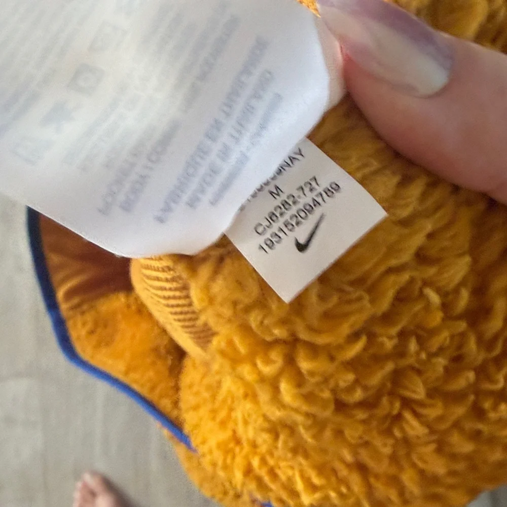 Nike Yellow-Orange Sherpa Quarter-Zip Pullover with Blue Trim Youth